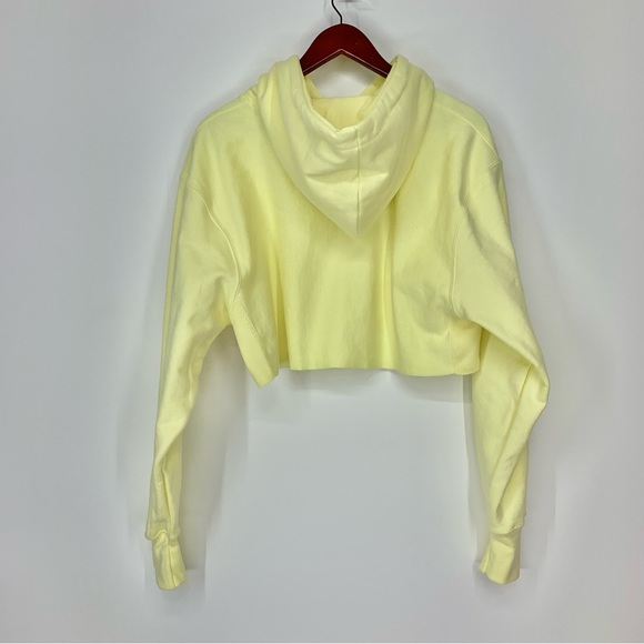 Champion Reverse Weave Lemon Yellow Thick Cropped Hoodie New Nwt Size Small - Picture 9 of 16